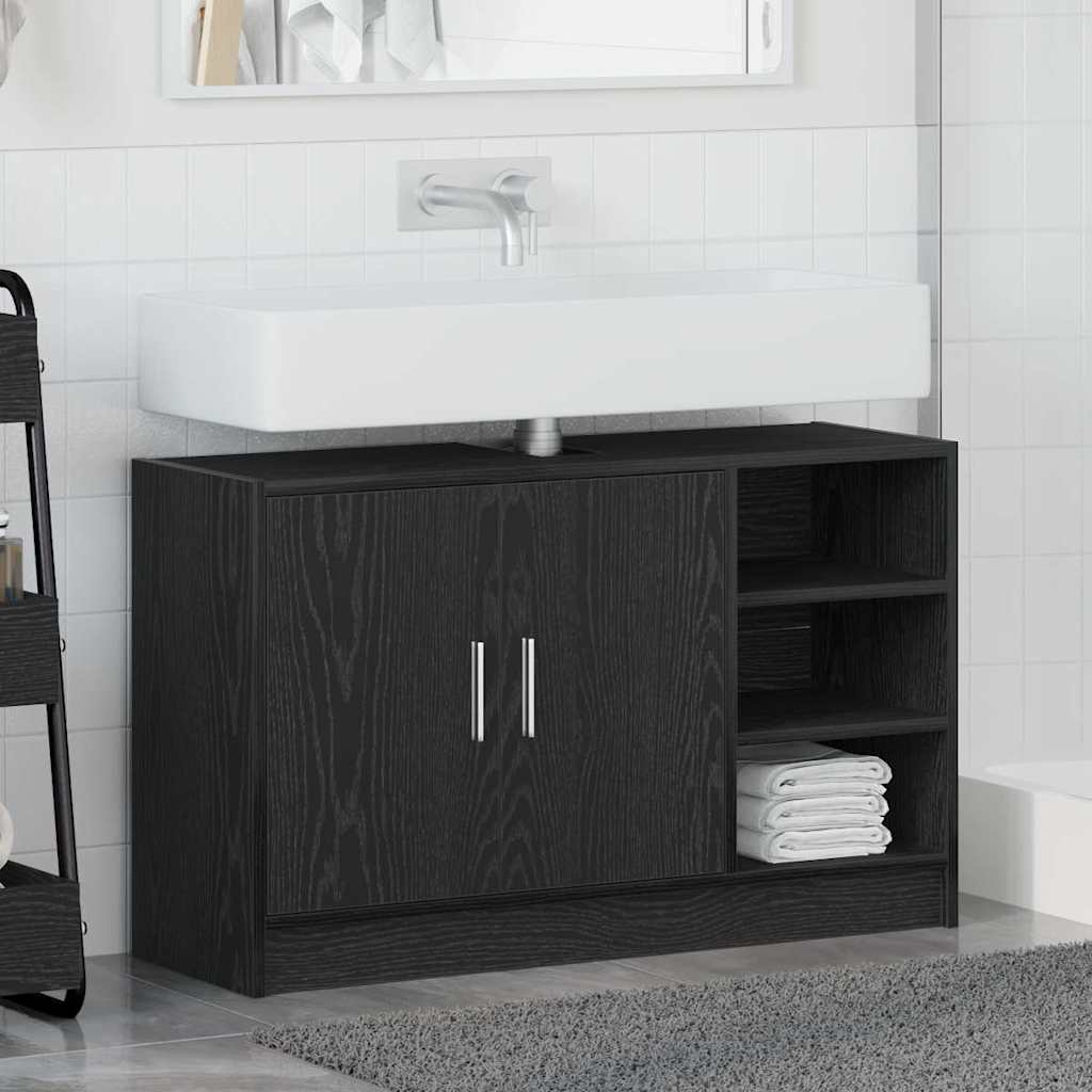 vidaXL Sink Cabinet Black Oak 90 x 29 x 55 cm Engineered wood