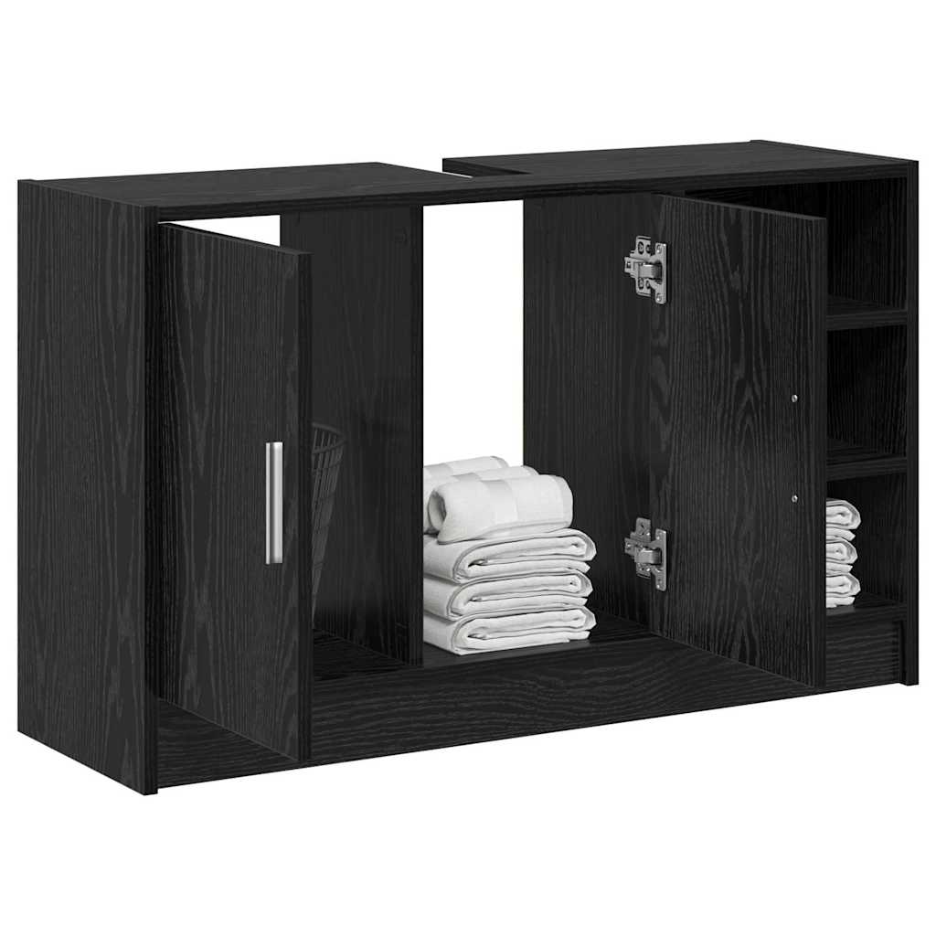 vidaXL Sink Cabinet Black Oak 90 x 29 x 55 cm Engineered wood