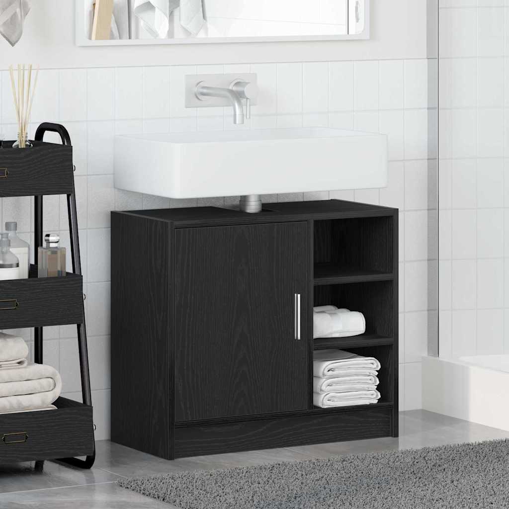 vidaXL Sink Cabinet Black Oak 63 x 29 x 55 cm Engineered wood