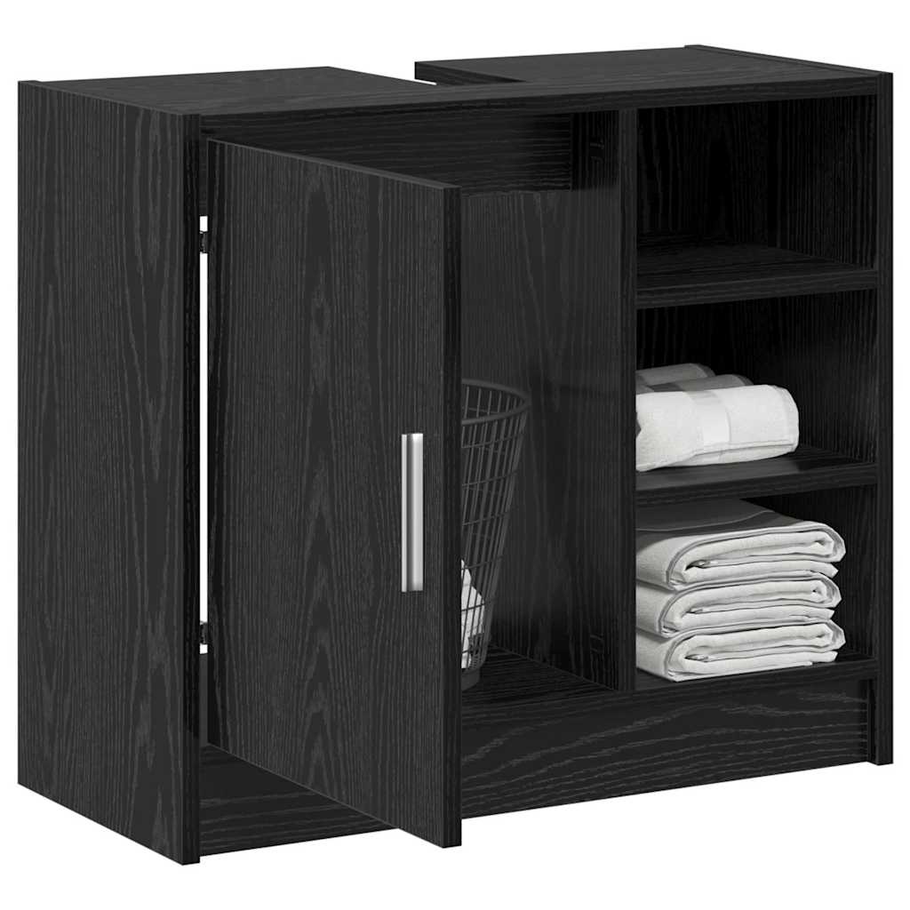 vidaXL Sink Cabinet Black Oak 63 x 29 x 55 cm Engineered wood