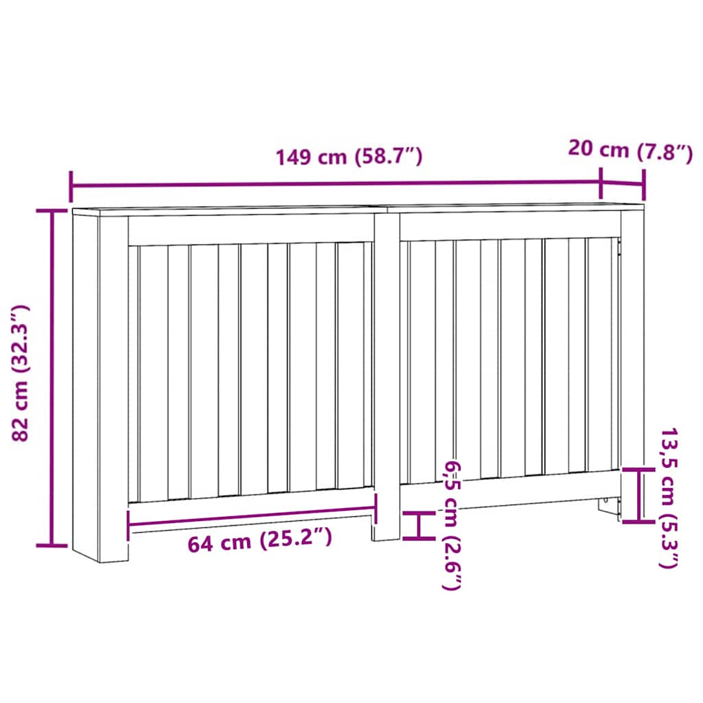 Radiator Cover Black Oak 149 x 20 x 82 cm Engineered Wood