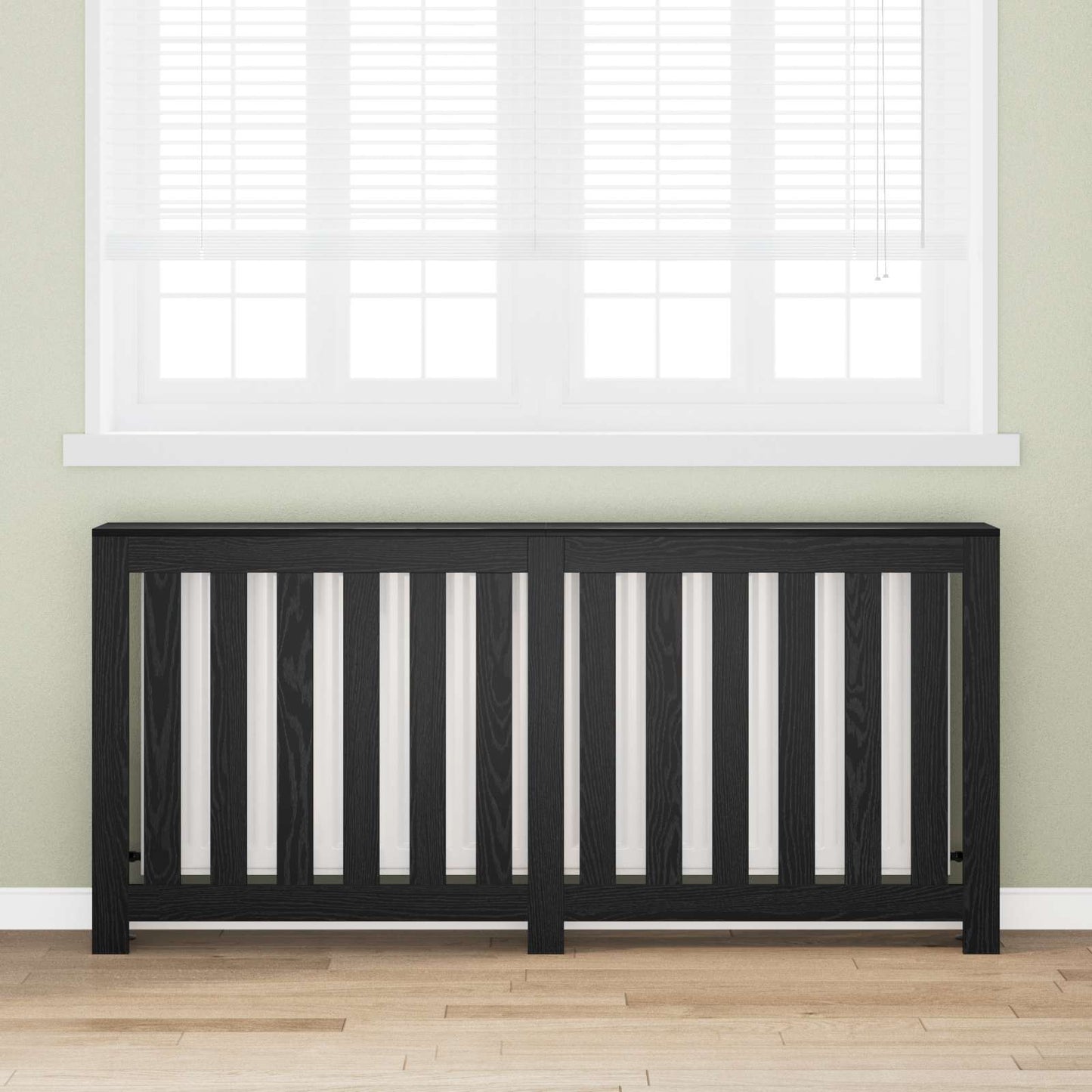 Radiator Cover Black Oak 175 x 20 x 82 cm Engineered Wood