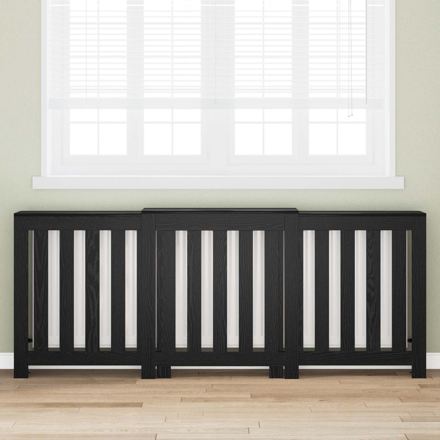 Radiator Cover Black Oak 205 x 21.5 x 83.5 cm Engineered Wood