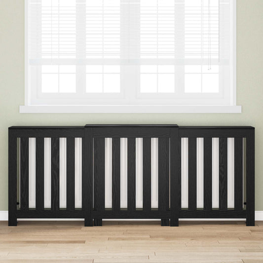 Radiator Cover Black Oak 205 x 21.5 x 83.5 cm Engineered Wood