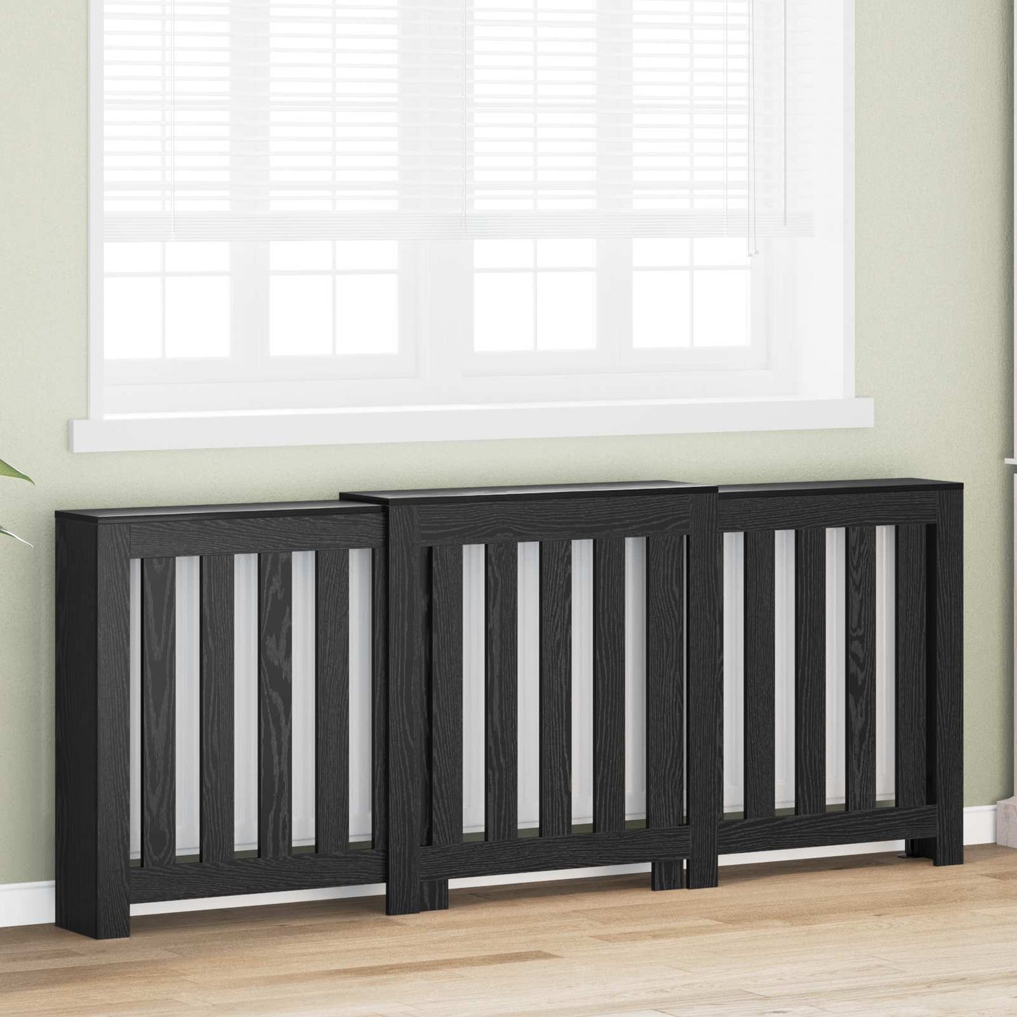 Radiator Cover Black Oak 205 x 21.5 x 83.5 cm Engineered Wood