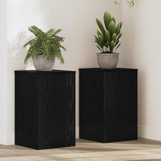 Plant Stand 2 pcs Black Oak 30 x 30 x 50 cm Engineered Wood