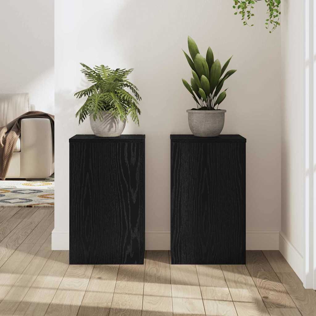vidaXL Plant Stand 2 pcs Black oak 30 x 30 x 50 cm Engineered Wood