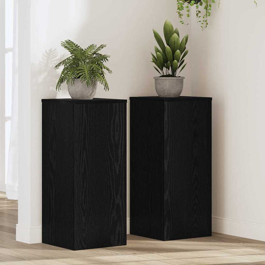 vidaXL Plant Stand 2 pcs Black oak 30 x 30 x 70 cm Engineered Wood