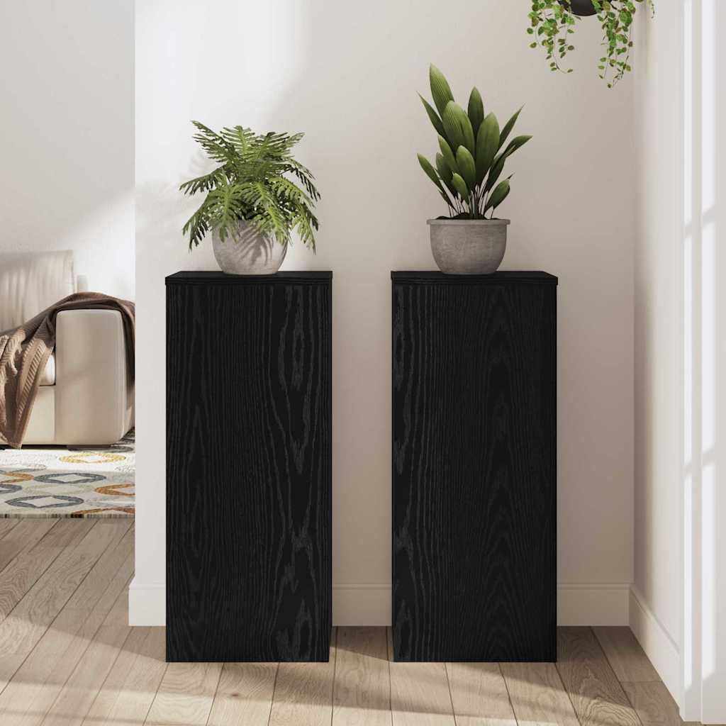 vidaXL Plant Stand 2 pcs Black oak 30 x 30 x 70 cm Engineered Wood