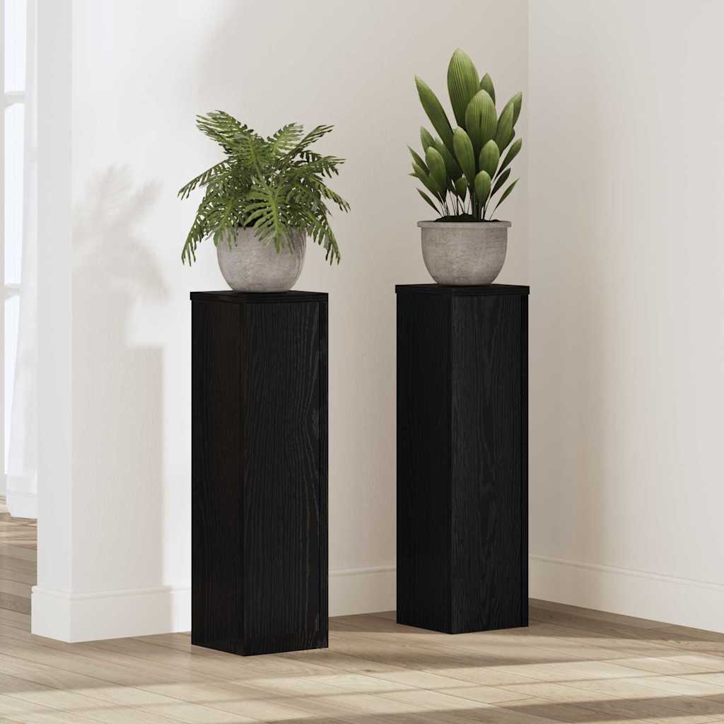 vidaXL Plant Stand 2 pcs Black oak 17 x 17 x 60 cm Engineered Wood