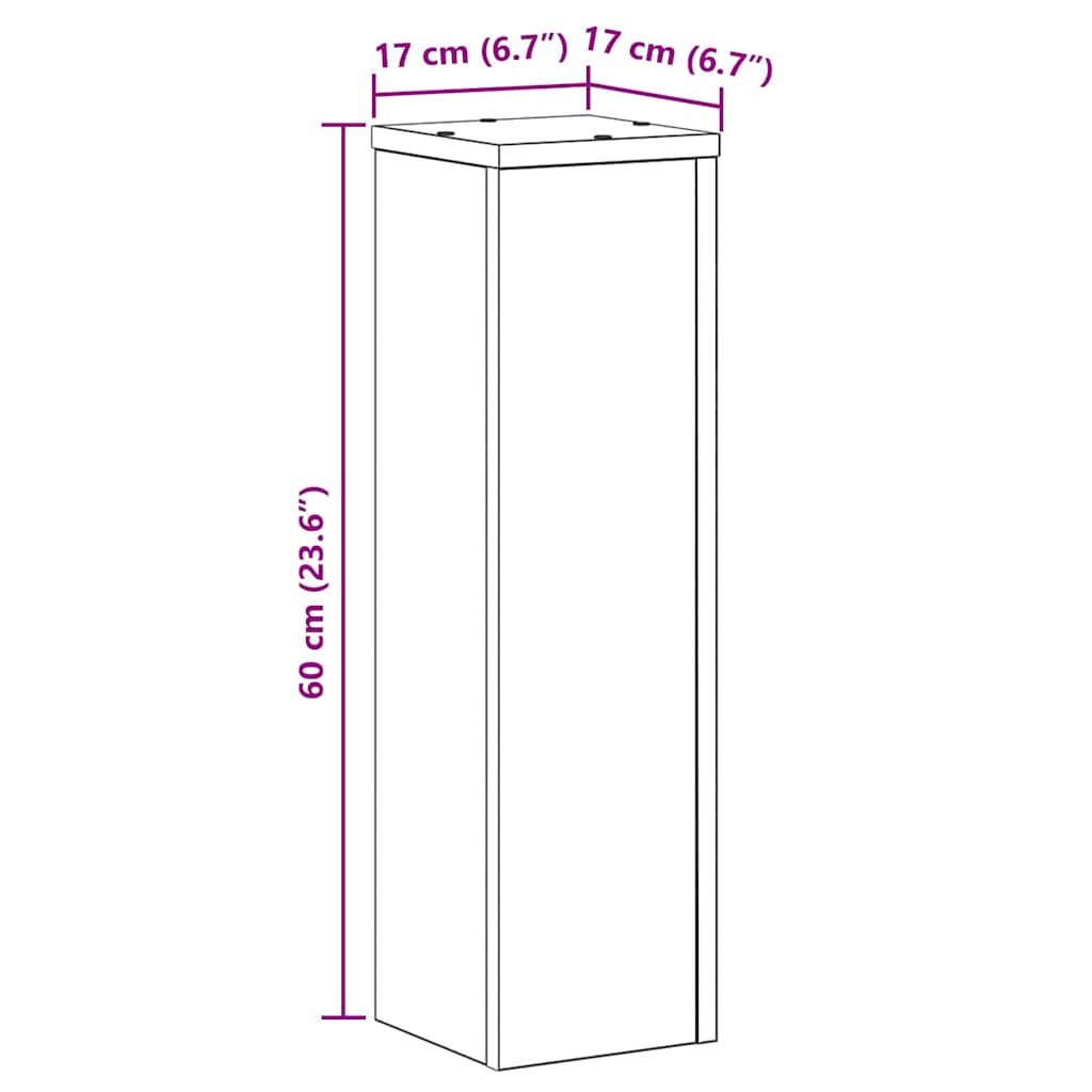 vidaXL Plant Stand 2 pcs Black oak 17 x 17 x 60 cm Engineered Wood