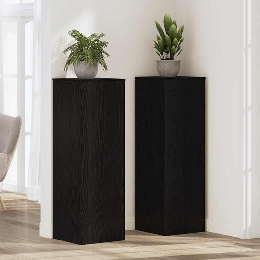 vidaXL Plant Stand Black Oak 33 x 33 x 100 cm Engineered wood