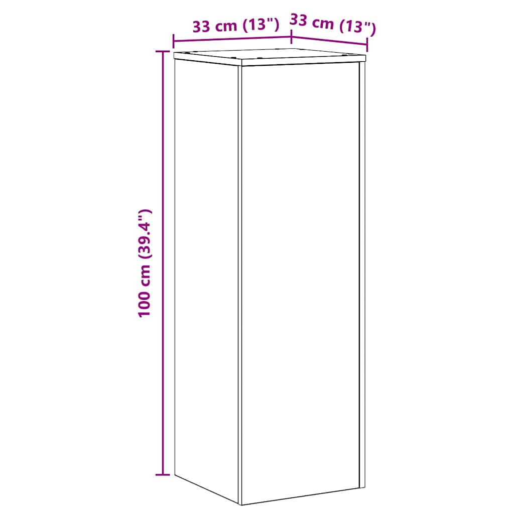 vidaXL Plant Stand Black Oak 33 x 33 x 100 cm Engineered wood