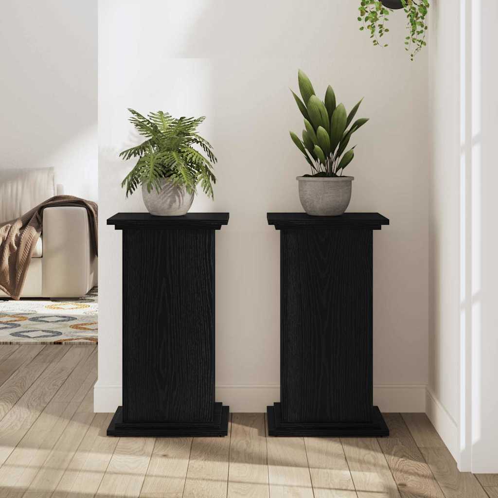 vidaXL Plant Stand Black oak 33 x 33 x 60 cm Engineered wood