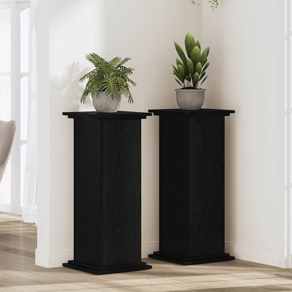 vidaXL Plant Stand Black oak 33 x 33 x 80 cm Engineered wood