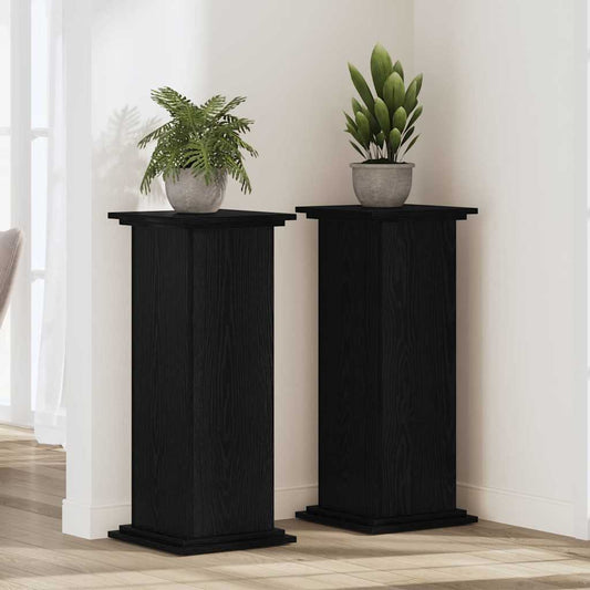 vidaXL Plant Stand Black oak 33 x 33 x 100 cm Engineered wood