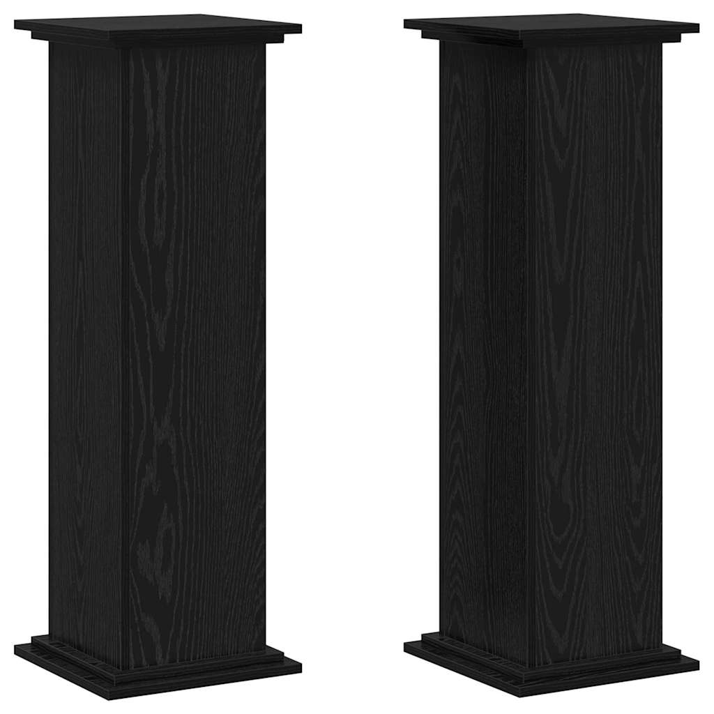 vidaXL Plant Stand Black oak 33 x 33 x 100 cm Engineered wood