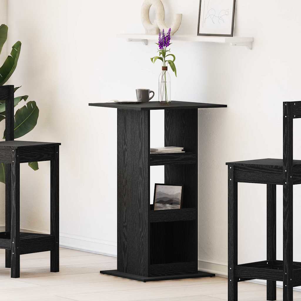 Bar Table with Shelf Black Oak 60 x 60 x 100 cm Engineered Wood