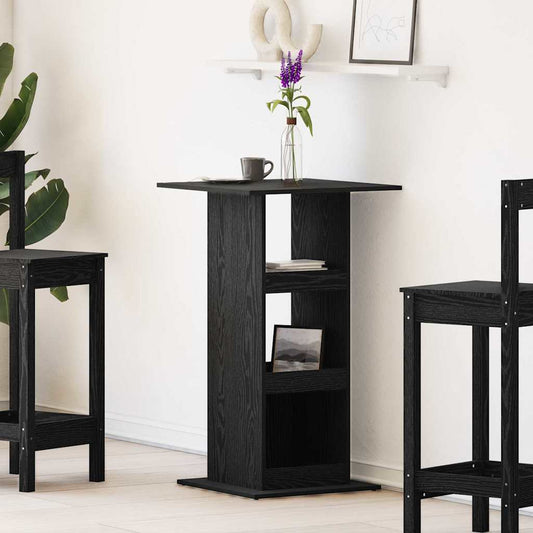 Bar Table with Shelf Black Oak 60 x 60 x 100 cm Engineered Wood