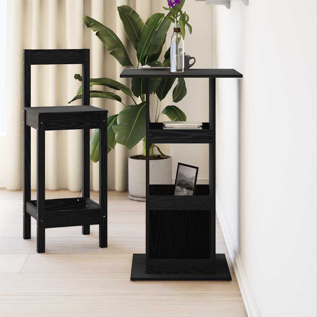 Bar Table with Shelf Black Oak 60 x 60 x 100 cm Engineered Wood