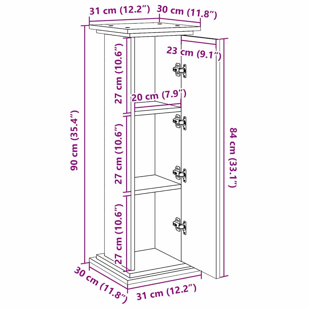 vidaXL Display Stand Black Oak 31 x 30 x 90 cm Engineered wood