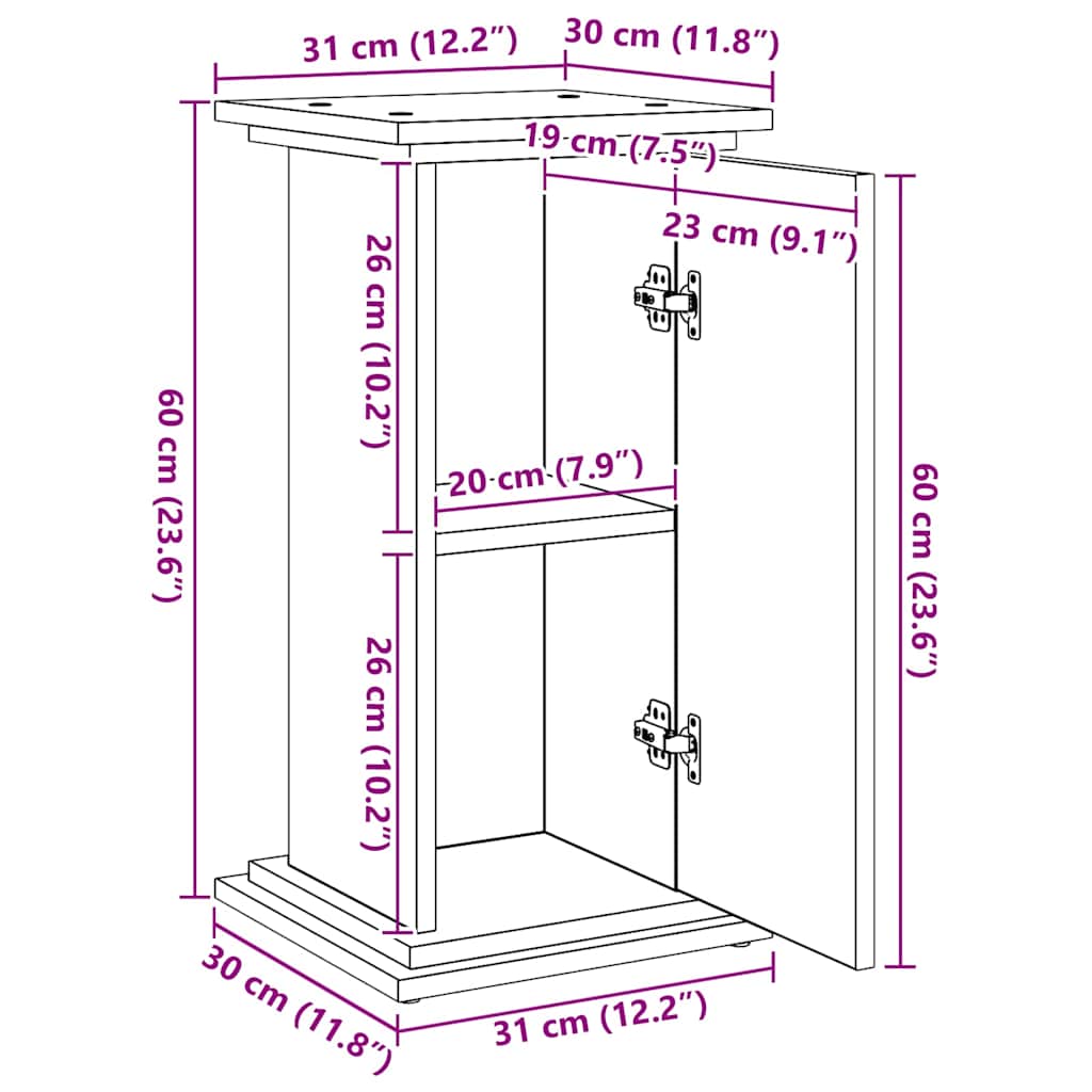 vidaXL Display Stand Black Oak 31 x 30 x 60 cm Engineered wood