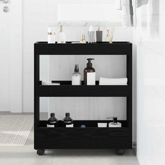 Narrow Storage Trolley Black Oak 60 x 18 x 70 cm