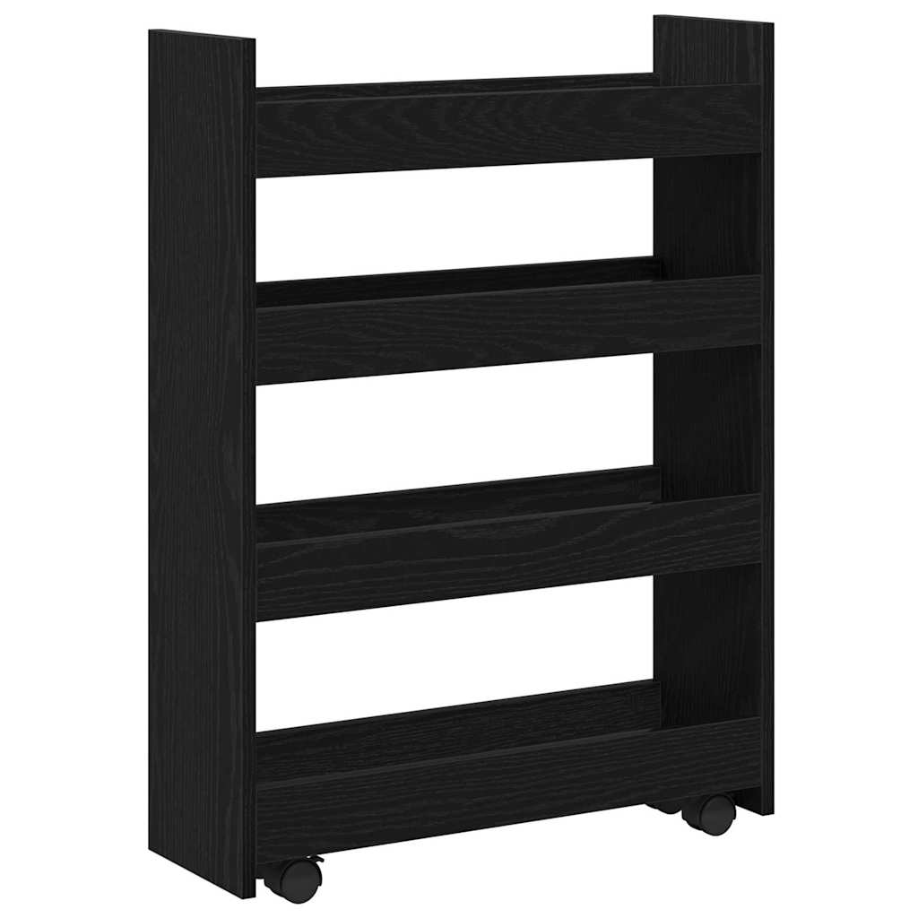 Narrow Storage Trolley Black Oak 60 x 20 x 82 cm