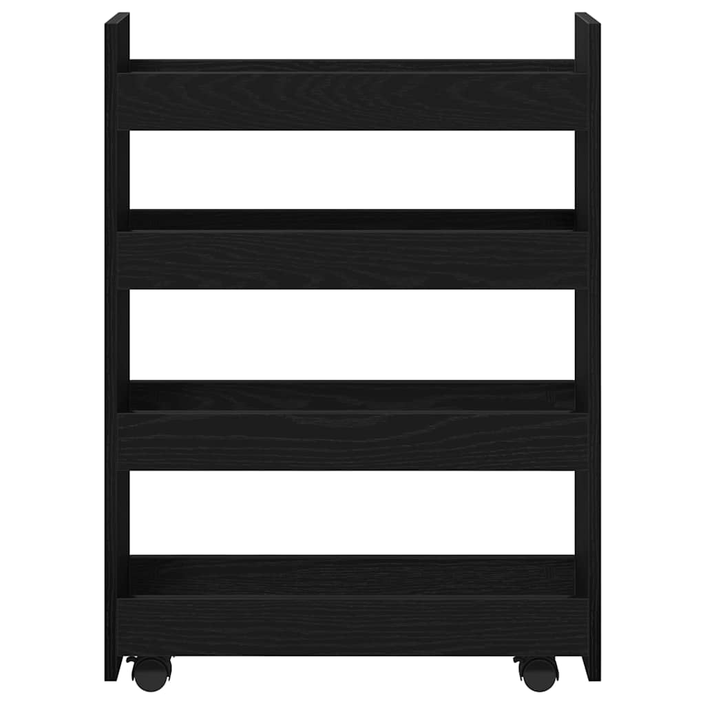 Narrow Storage Trolley Black Oak 60 x 20 x 82 cm