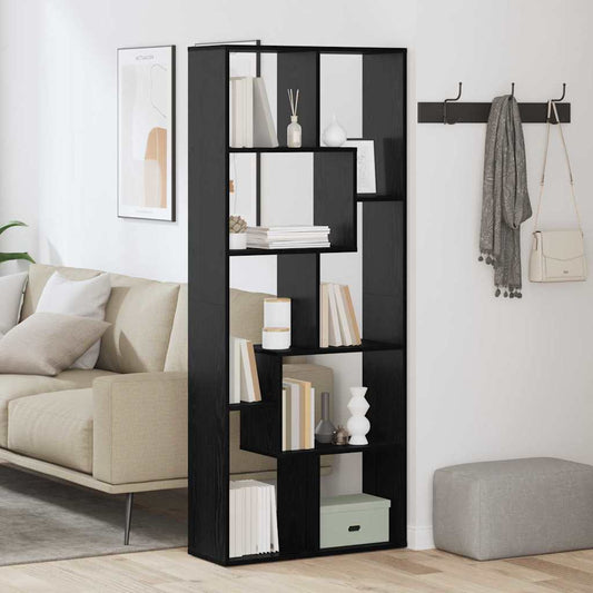 Book Cabinet 8-Tier 67 x 25 x 162 cm Engineered Wood Black Oak