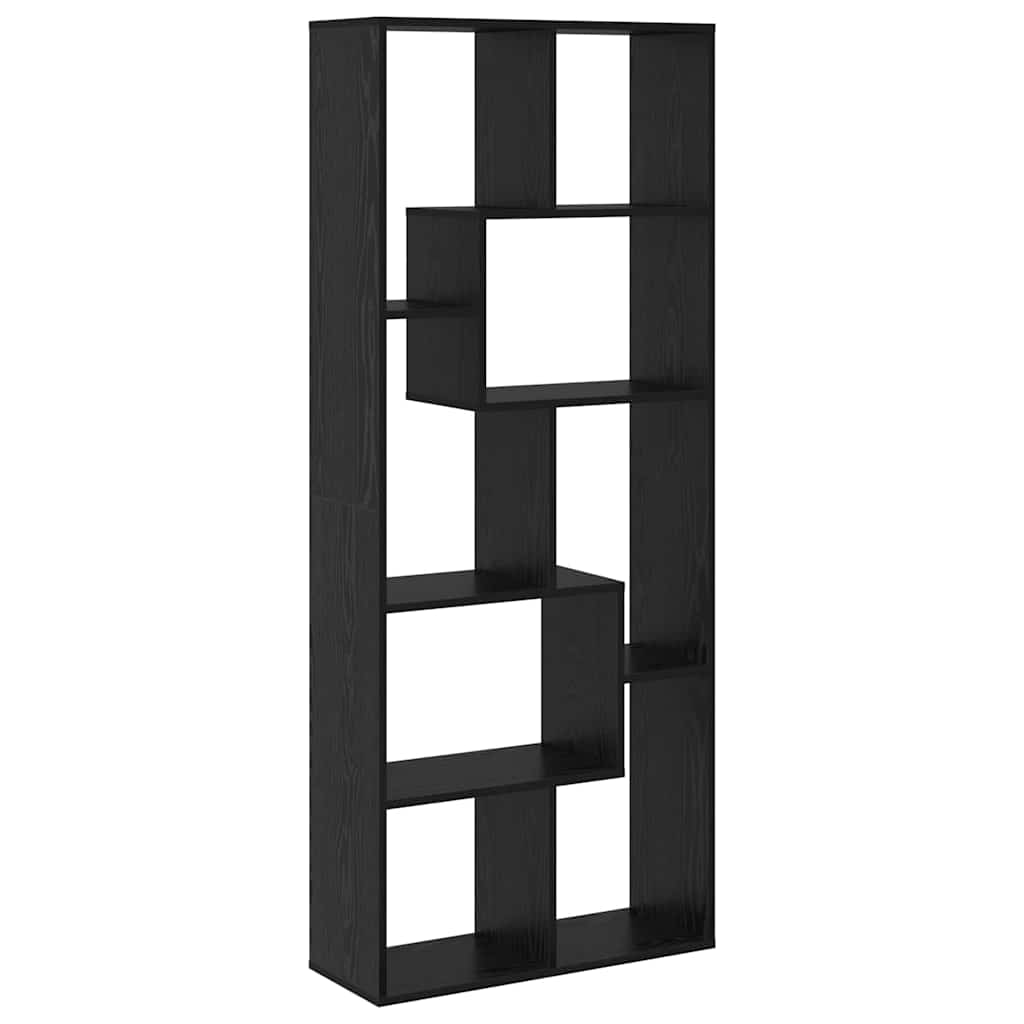 Book Cabinet 8-Tier 67 x 25 x 162 cm Engineered Wood Black Oak