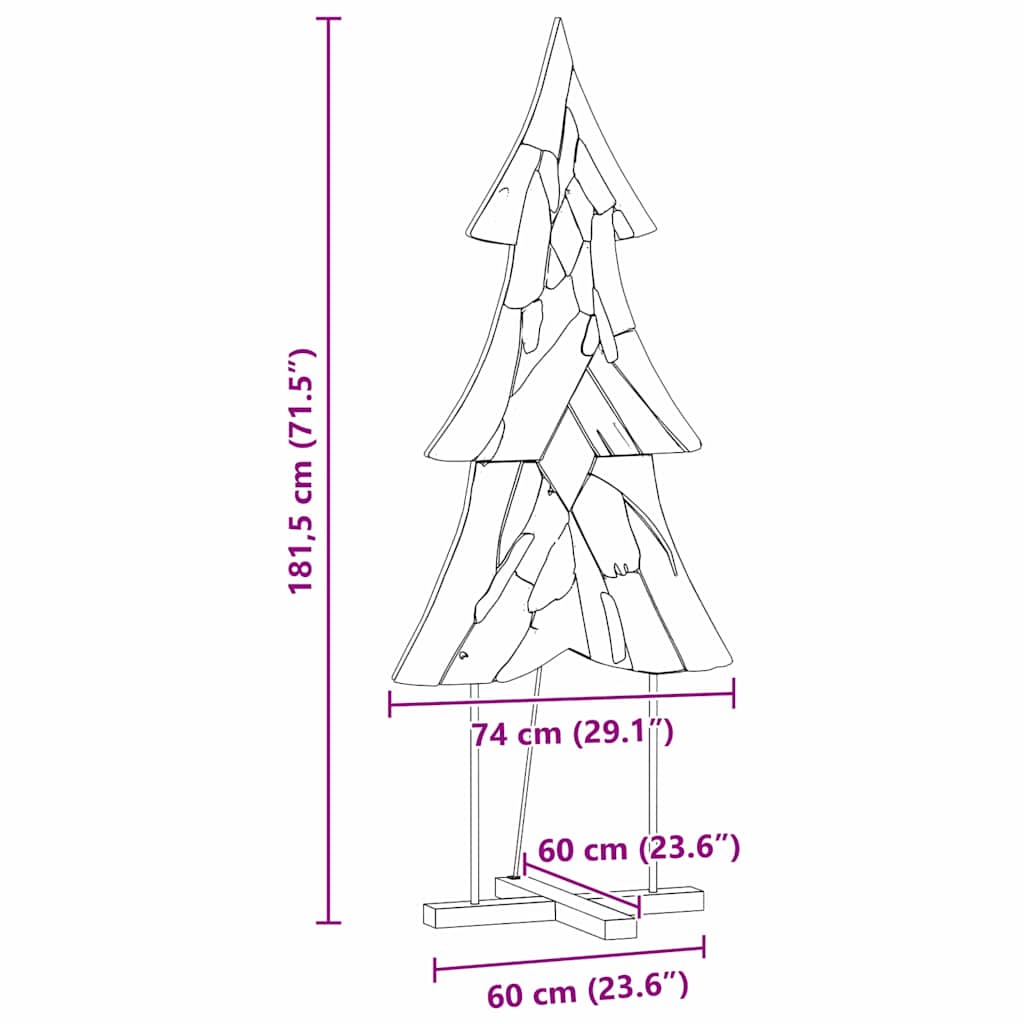 Christmas Tree with Stand Brown 181.5 cm Solid teak wood