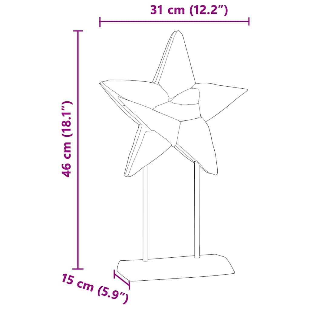 Christmas Star Brown 31 x 15 x 46 cm Solid Teak Wood