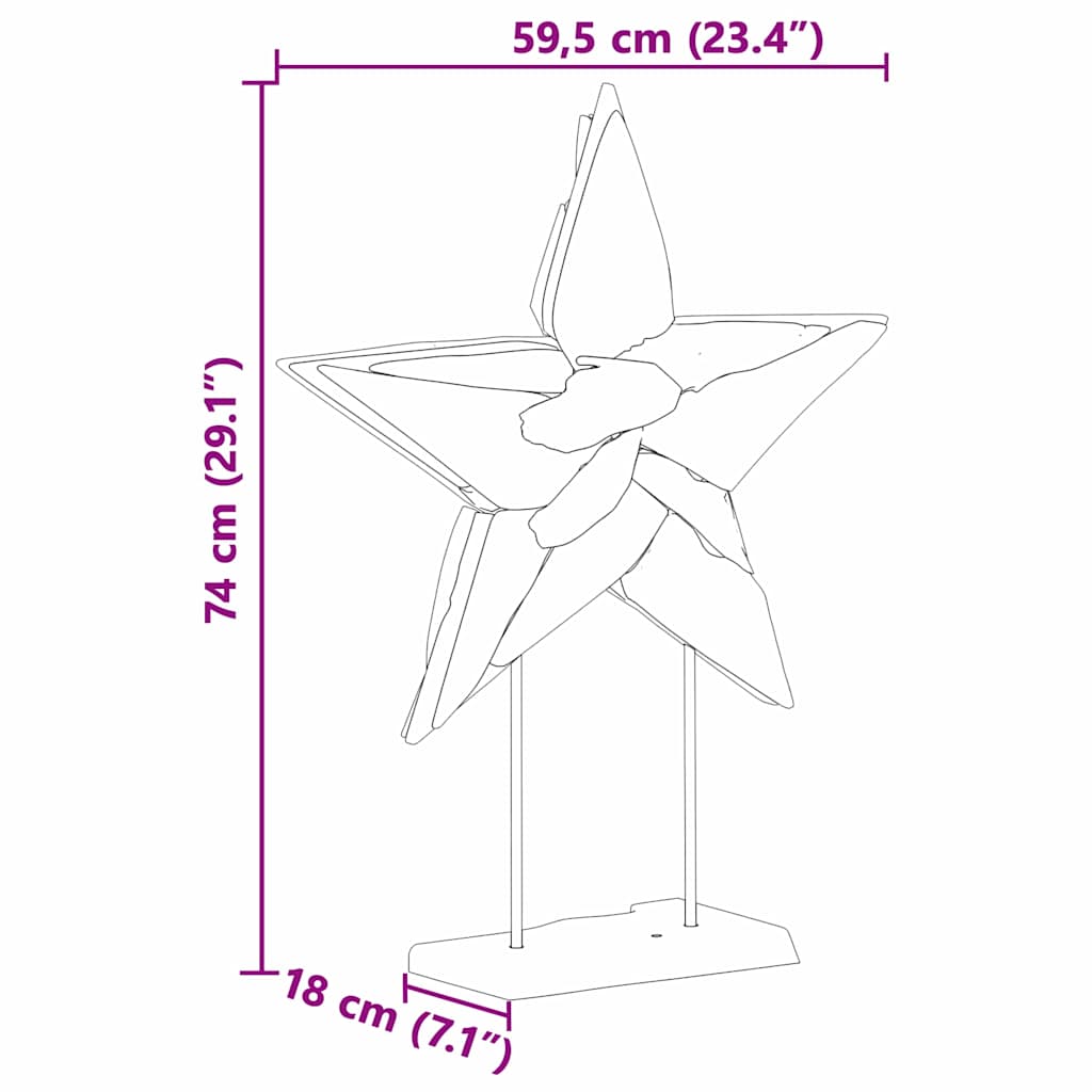 Christmas Star Brown 59.5 x 18 x 74 cm Solid Teak Wood