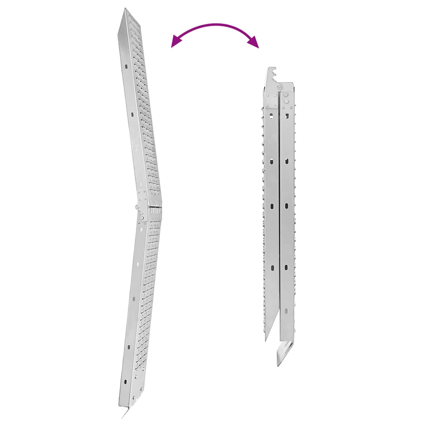 Foldable Ramp 200kg per ramp 2 pcs Silver 186 x 23 x 4.5 cm