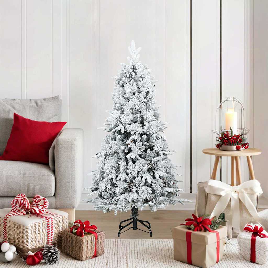 Artificial Hinged Christmas Tree Snow Flocked White 120 cm