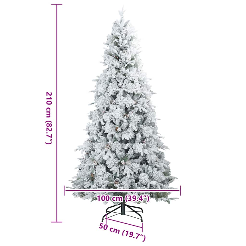 Artificial Hinged Christmas Tree Snow Flocked White 210 cm