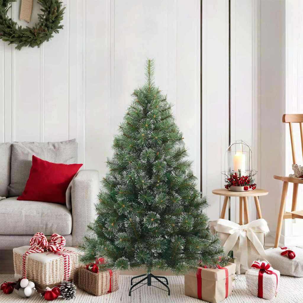 Artificial Hinged Christmas Tree Snow Flocked Green 120 cm