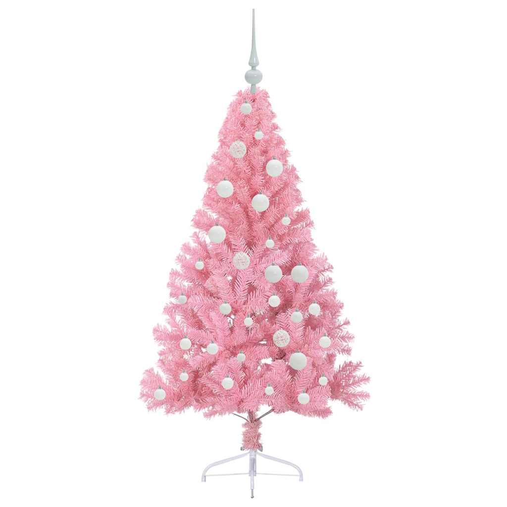 Artificial Pre-lit Christmas Tree with 150 LEDs Pink 120 cm PVC