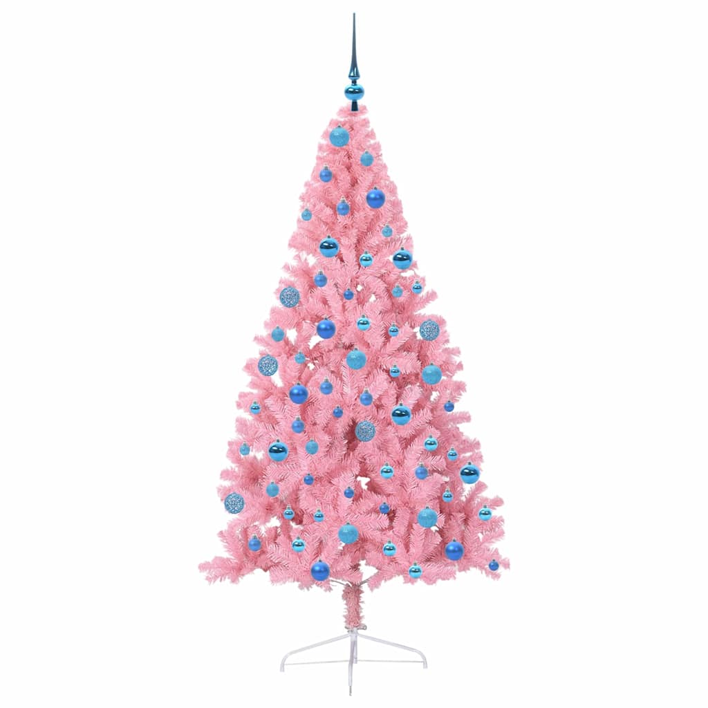 Artificial Pre-lit Christmas Tree with 300 LEDs Pink 180 cm PVC