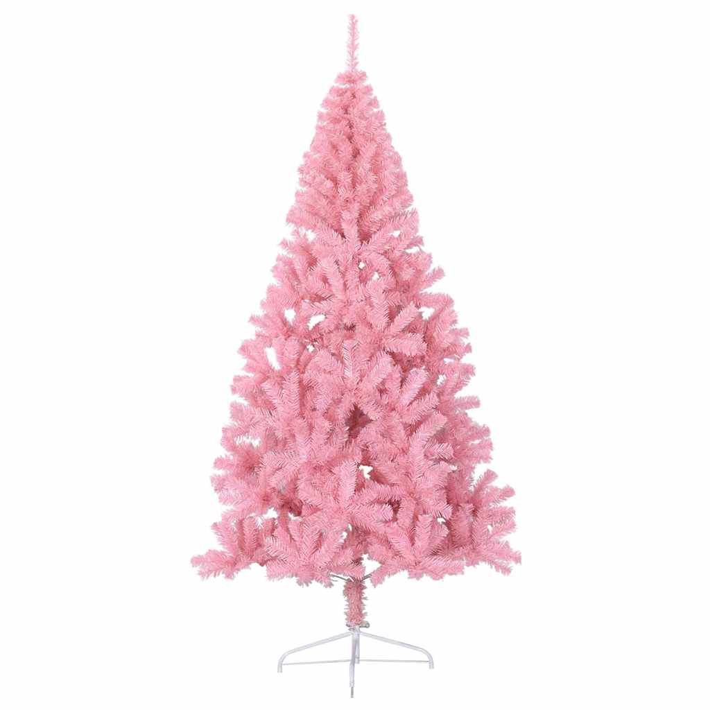 Artificial Pre-lit Christmas Tree with 300 LEDs Pink 180 cm PVC
