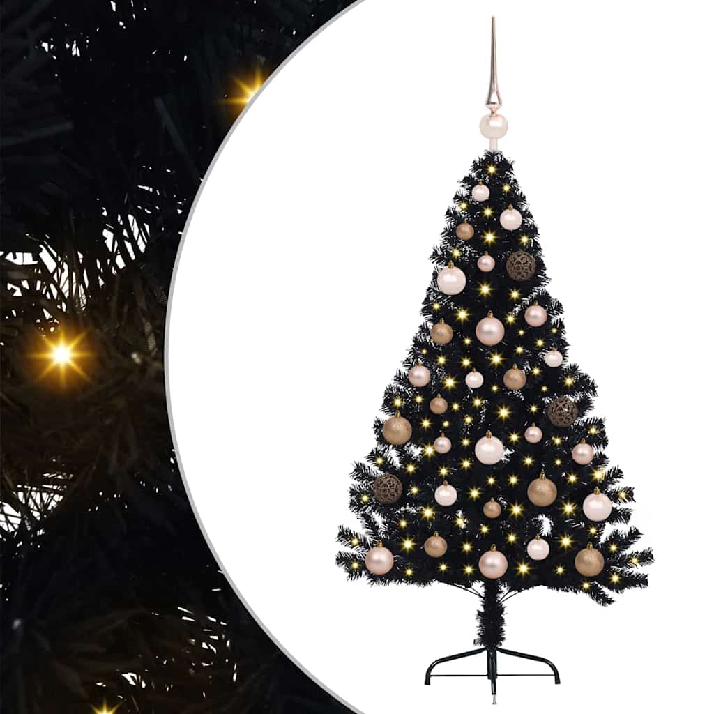 Artificial Pre-lit Christmas Tree Black 120 cm PVC