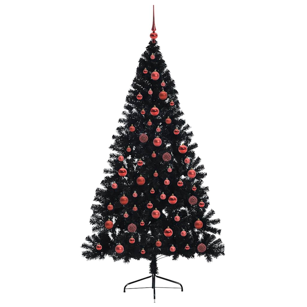 Artificial Pre-lit Christmas Tree Black 180 cm PVC