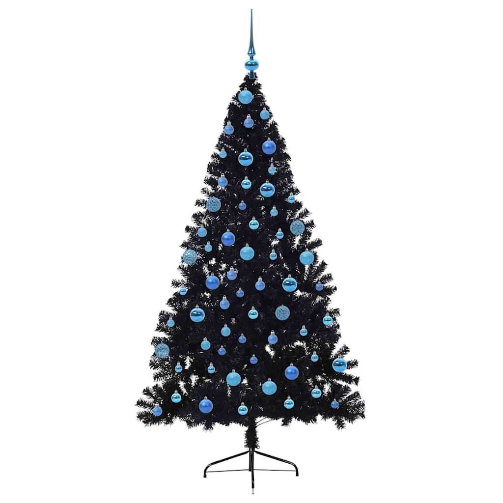 Artificial Pre-lit Christmas Tree Black 180 cm PVC