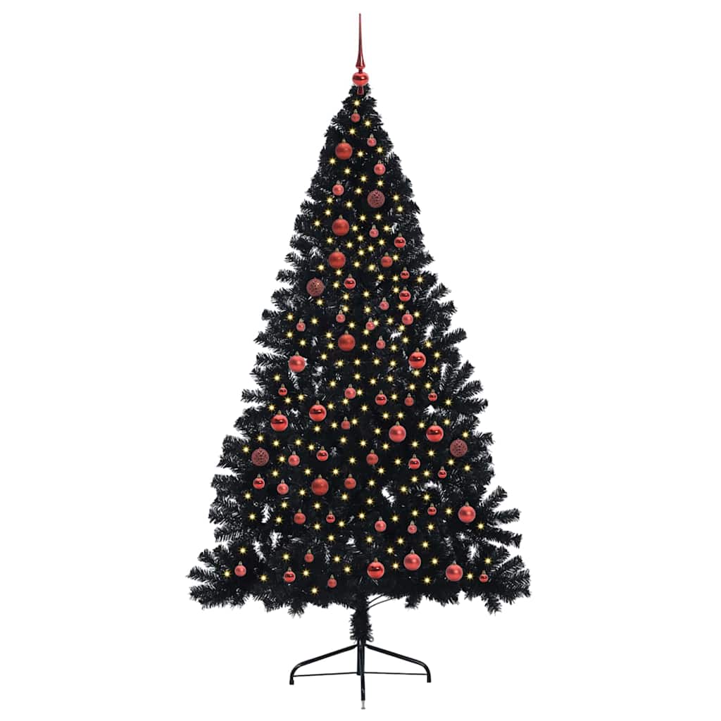 Artificial Pre-lit Christmas Tree Black 210 cm PVC