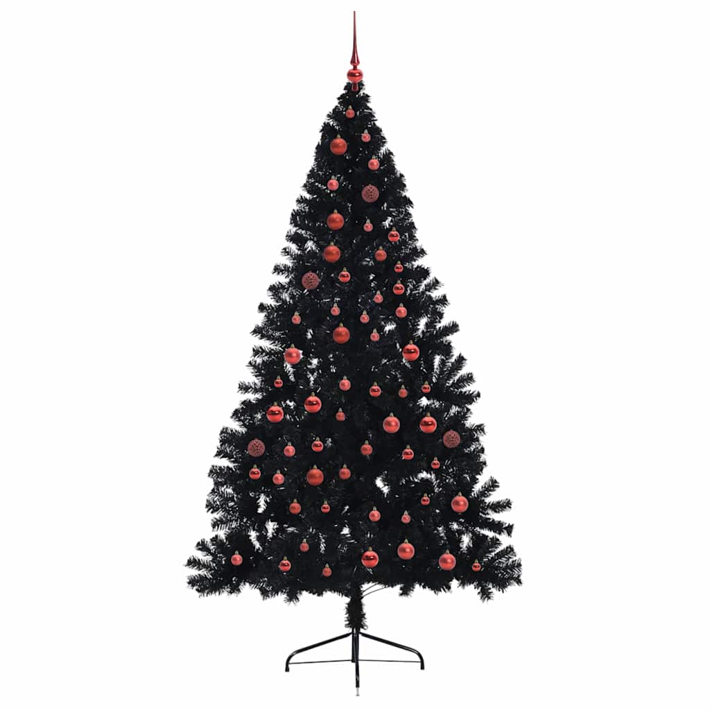 Artificial Pre-lit Christmas Tree Black 210 cm PVC