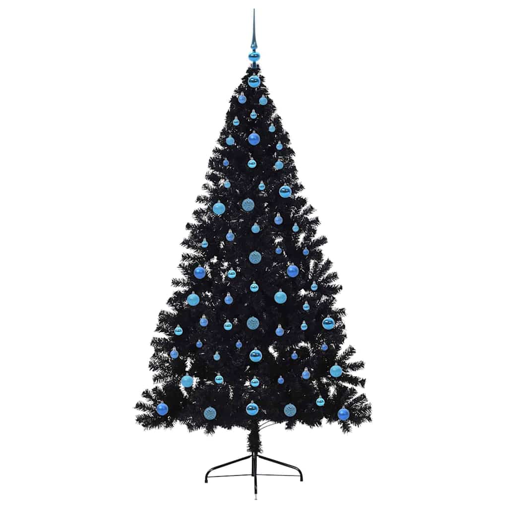 Artificial Pre-lit Christmas Tree Black 210 cm PVC