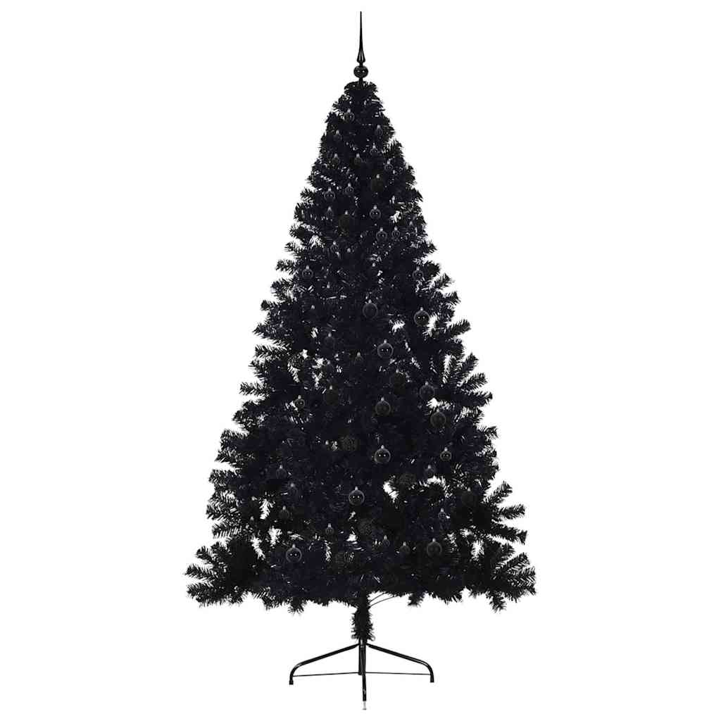 Artificial Pre-lit Christmas Tree Black 240 cm PVC