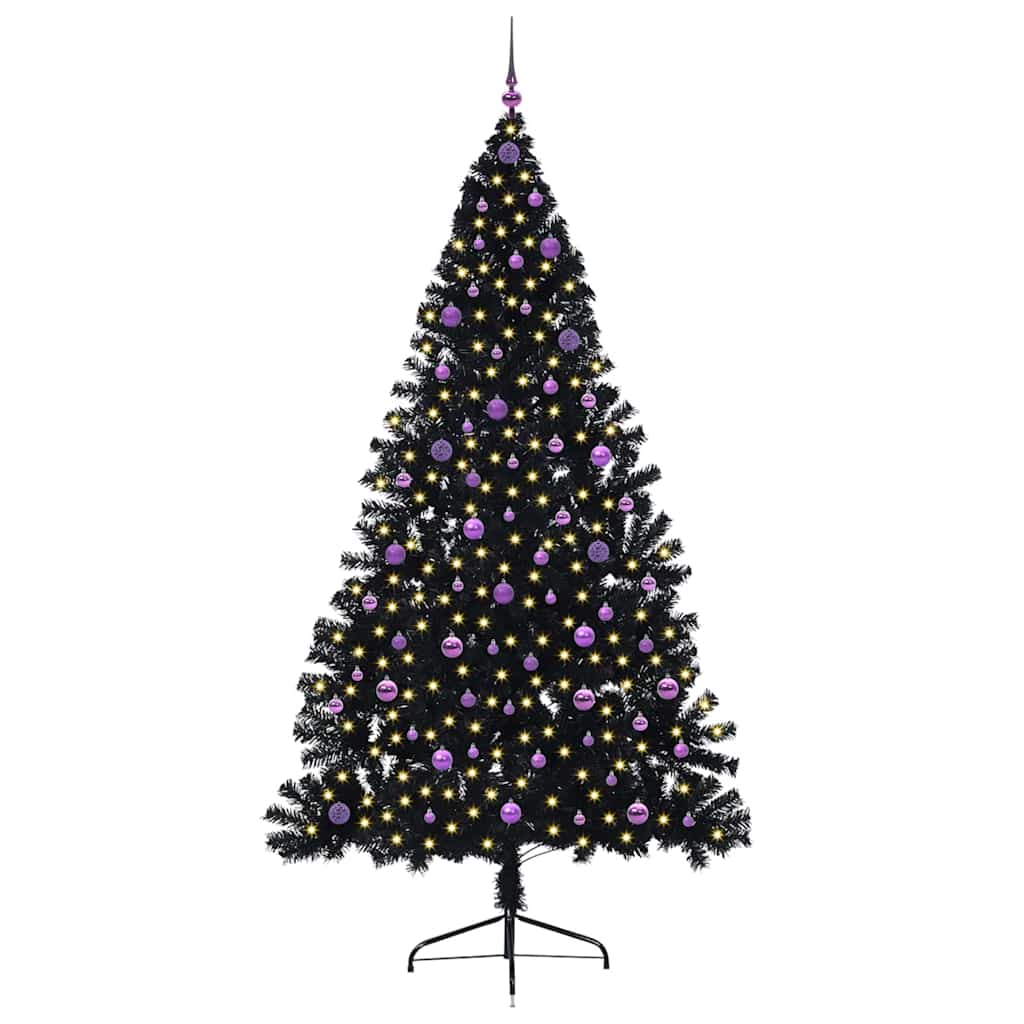 Artificial Pre-lit Christmas Tree Black 240 cm PVC
