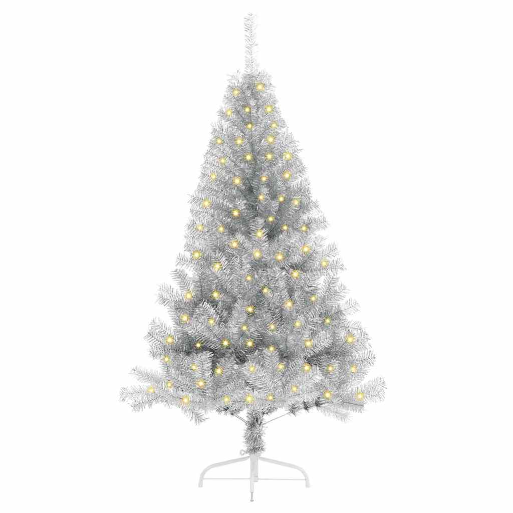 Artificial Pre-lit Christmas Tree Silver 120 cm PET